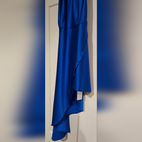 NWT Halter Neck-Tie Hi-Low Silk Midi Dress (Sapphire Blue) - Silk Maison - Picture 12 of 14